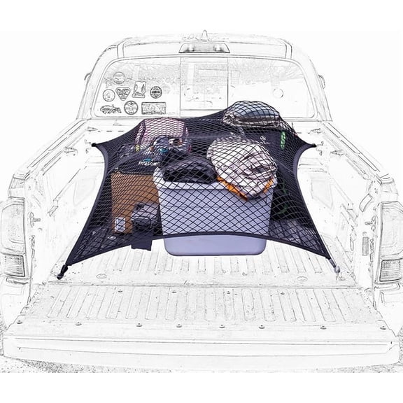 Highly Elastic Cargo Net, Simple Truck Bed Cargo Mesh Organizer, Suitable for Daily Light Loads of Trucks, 4'x4' Stretches to 7'x7' (Double Layer)