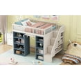 thumbnail image 4 of Miekor Furniture Full Size Loft Bed With 2 Four-Layer Storage Cabinets And Curtain, White+Blue 06AAK, 4 of 12