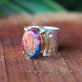thumbnail image 2 of Mohave Copper Turquoise Ring, Wide Band Ring, 925 Sterling Silver Ring, Brass Ring, Handmade Statement Ring, Hammered Ring, Unique Jewelry**, 2 of 7