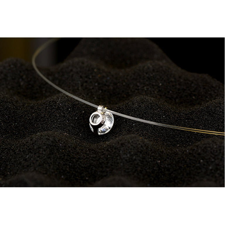 Bestonzon Fashion 0.6cm Zircon Pendant Necklace Invisible Fishing Line  Necklace for Women Jewelry Decoration 