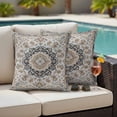 thumbnail image 4 of Brown Boho Outdoor Waterproof Pillow Covers, Southwest Aztec Abstract Motifs Florals Decorative Square Throw Pillowcase Sofa Cushion Sham for Patio/Couch/Chair, 18"x18" 2 Pack, 4 of 8