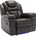 thumbnail image 6 of Brown Faux Leather Recliner Chair with LED Lights for Home Theater, Manual Reclining Sofa for Living Room, Bedroom, 6 of 9