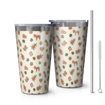 16oz Tumblers Beige Christmas Gingerbread Pattern Stainless Steel Vacuum Insulated Double Wall Travel Tumbler Cups Mug with Lid and Straw,Cleaning Brush for Coffee,Tea