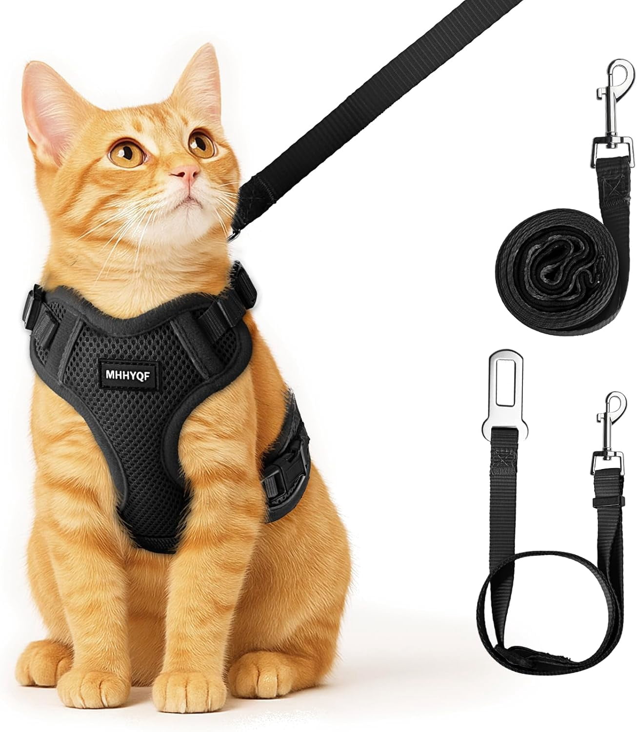 Cat Harness, Cat Harness and Leash Set, Soft and Breathable Vest with Reflective Strip, Anti Escape Adjustable Easy to Wear for Walking and Traveling, Pink, M