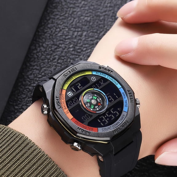 Digital Sports Watch, Outdoor Waterproof Watch, LED Backlight Stopwatch Watch, Multi-Function Military Wristwatch, Unisex Sport Watch, Hiking Running Fitness Watch, Casual Sports Watch