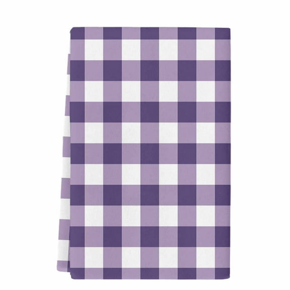Dish Towels, Farmhouse Vintage Absorbent Kitchen Towels 1 PC, Gingham Checkered Texture Microfiber Hand Towels Dish Cloths Tea Towels for Home  Bathroom,18X28-Inch, Purple White