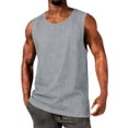 thumbnail image 2 of USNSM Men's Plus Size Sleeveless Shirts Cotton Workout Tank Tops Casual Muscle Washed T Shirt Summer Beach Tee Loose Fit Gray S, 2 of 7