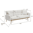 thumbnail image 5 of Aukfa Square Tufted Futon Convertible Sofa Bed for Home Office, 2 Pillows, Teddy Fleece, Beige, 5 of 9
