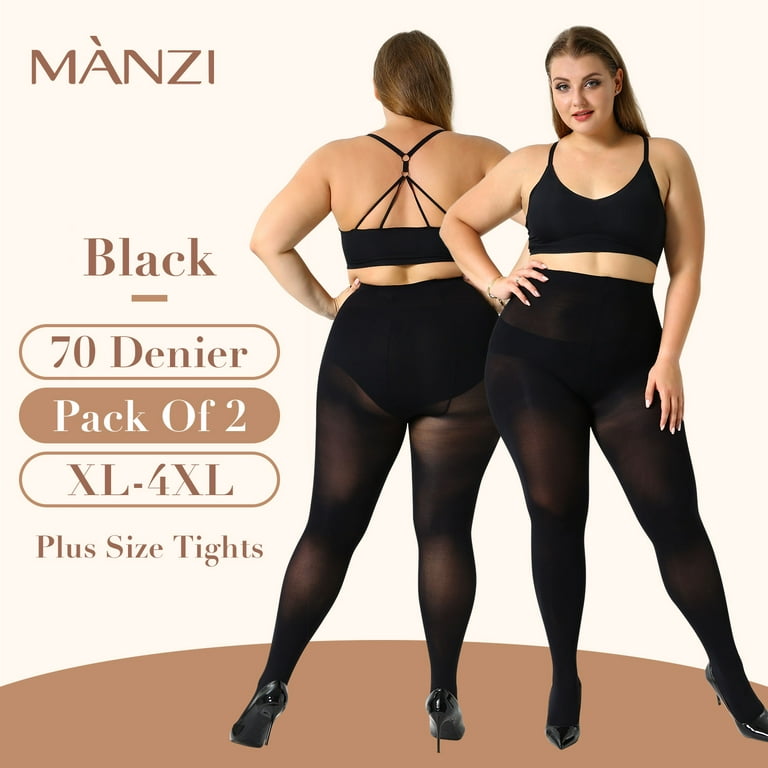 MANZI Tights for Women Tummy Control Semi-Opaque Pantyhose Pack of 2