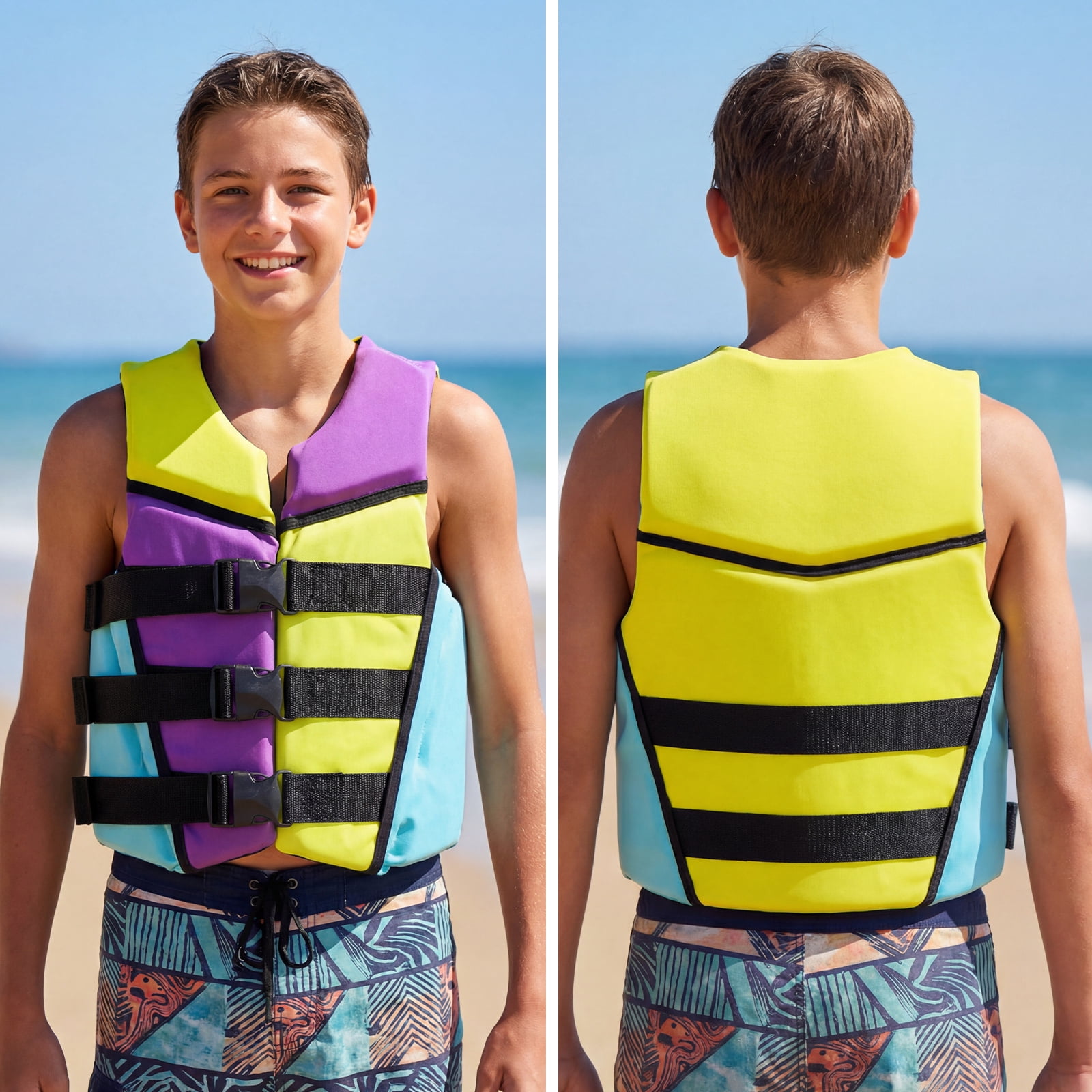 Kids Swim Vest Life Jacket Youth,Adjustable Flotation Buoyancy Swimsuit Trainer Vests,Swimming Aid Jacket for Boys Girls,Kayaking Fishing Sailing,Fit for 50-125 lbs