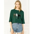 thumbnail image 2 of INSPIRE CHIC Woman's Drop Shoulder 3/4 Sleeves Horse Print Loose Tops, 2 of 4
