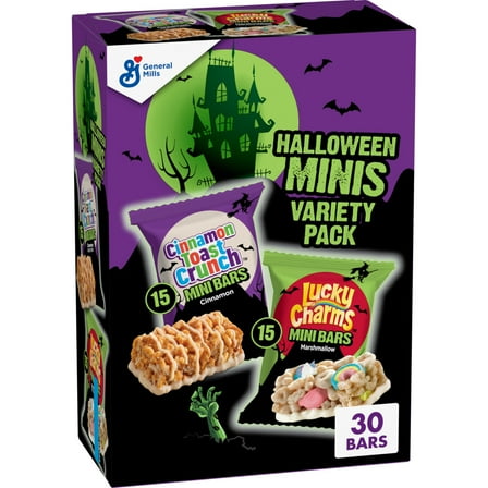 Cinnamon Toast Crunch and Lucky Charms Mini Treat Bars, Halloween Variety, 30 Ct, 15 oz