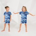 thumbnail image 5 of Watercolor Stars Pattern Summer Pajama Set Soft Cotton Short Sleeve Sleepwear 2PCS Pajama Sets Breathable Lounge Set Size 6Y, 5 of 7