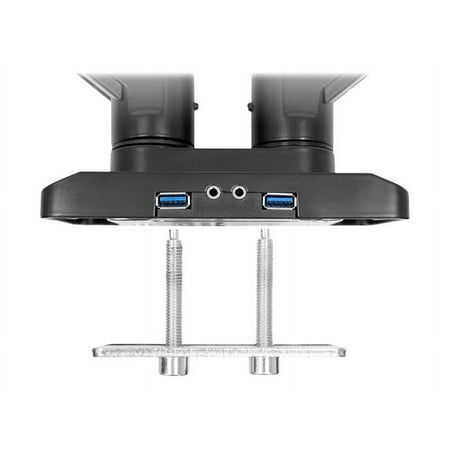 Mount-It! - Dual Monitor Desk Mount with USB and Multimedia Ports - Black