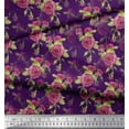 thumbnail image 2 of Soimoi Purple Cotton Duck Fabric Leaves & Austin Rose Floral Print Fabric by the Yard 42 Inch Wide, 2 of 3