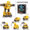 thumbnail image 5 of Transforming Robot Toys, 5-in-1 Robot Construction Vehicles Set, DIY Construction Toys Truck Take Apart Toys, STEM Educational Toys for Boys Girls, Yellow, 5 of 8