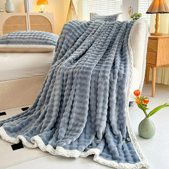 AYktou Fleece Throw Blanket– 39.3*59in Soft Plush Reversible Throw Blanket,Fluffy Fuzzy Warm Cozy Thick Blankets for Couch,Bed,Sofa,Chair,All-season
