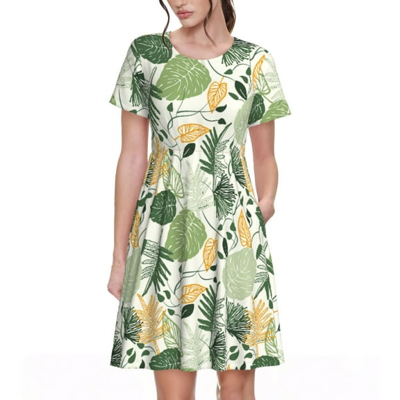 Spring Summer Dresses for Women 2025 - Hawaiian Style Fujiman Wedding Guest Dresses, Beach Vacation Clothes, Hawaiian Sundresses Casual Short Sleeve Dress for Women with Pockets
