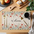 thumbnail image 2 of Red Blue Spring Floral Placemats Set of 4 Rustic Pastoral Botanical Welcome Place Mats Indoor Wipeable Table Mats Washable Cloth Dining Table Placemats for Kitchen Holiday Party Home Decor 13x19 Inch, 2 of 9