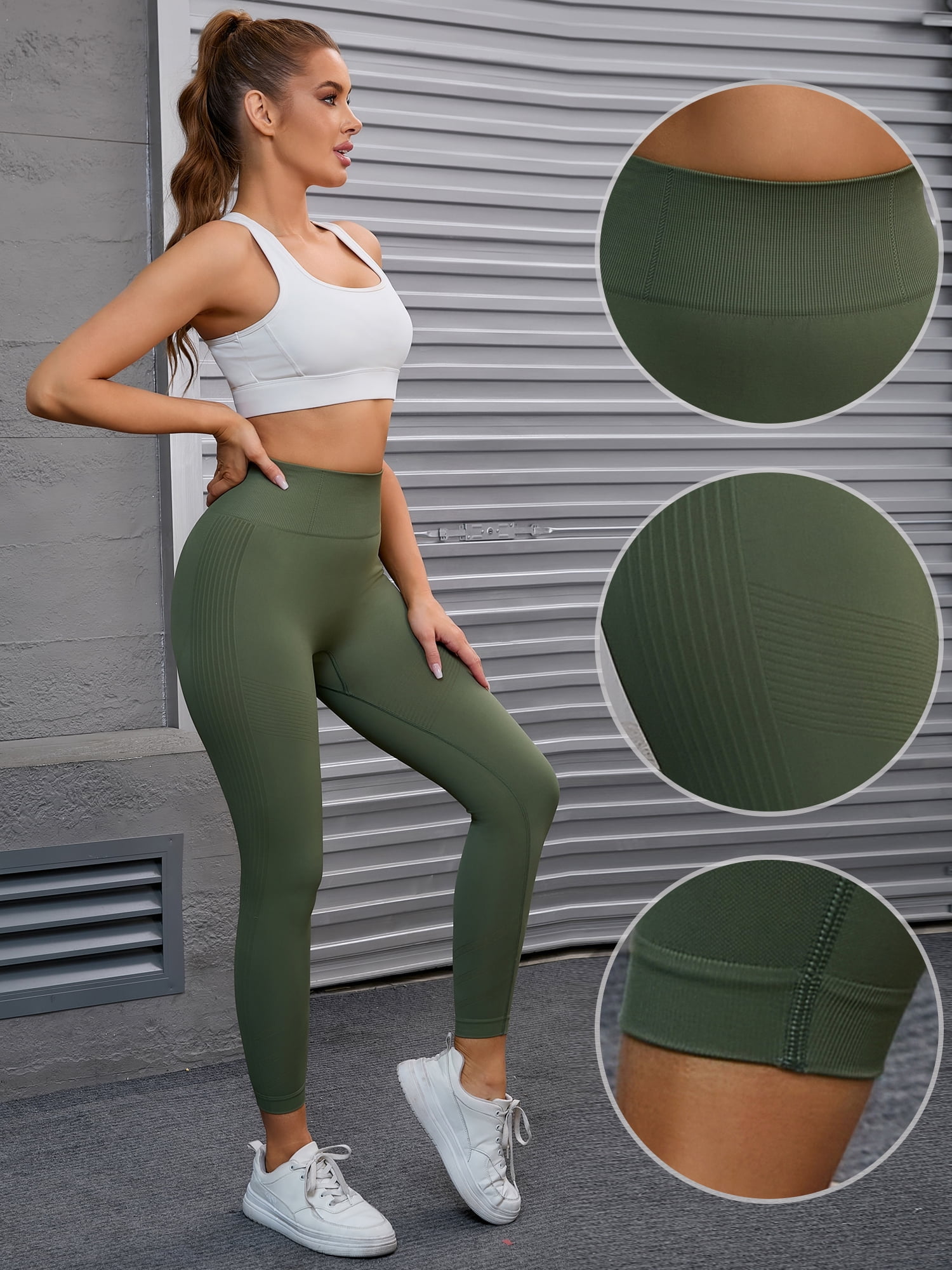 Unique Bargains Women's High Waisted Leggings Tummy Control Thigh Shapers Pants XL Green