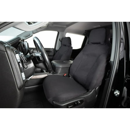 Covercraft Custom-Fit Front Bucket SeatSaver Seat Covers - Polycotton Fabric, Charcoal Black