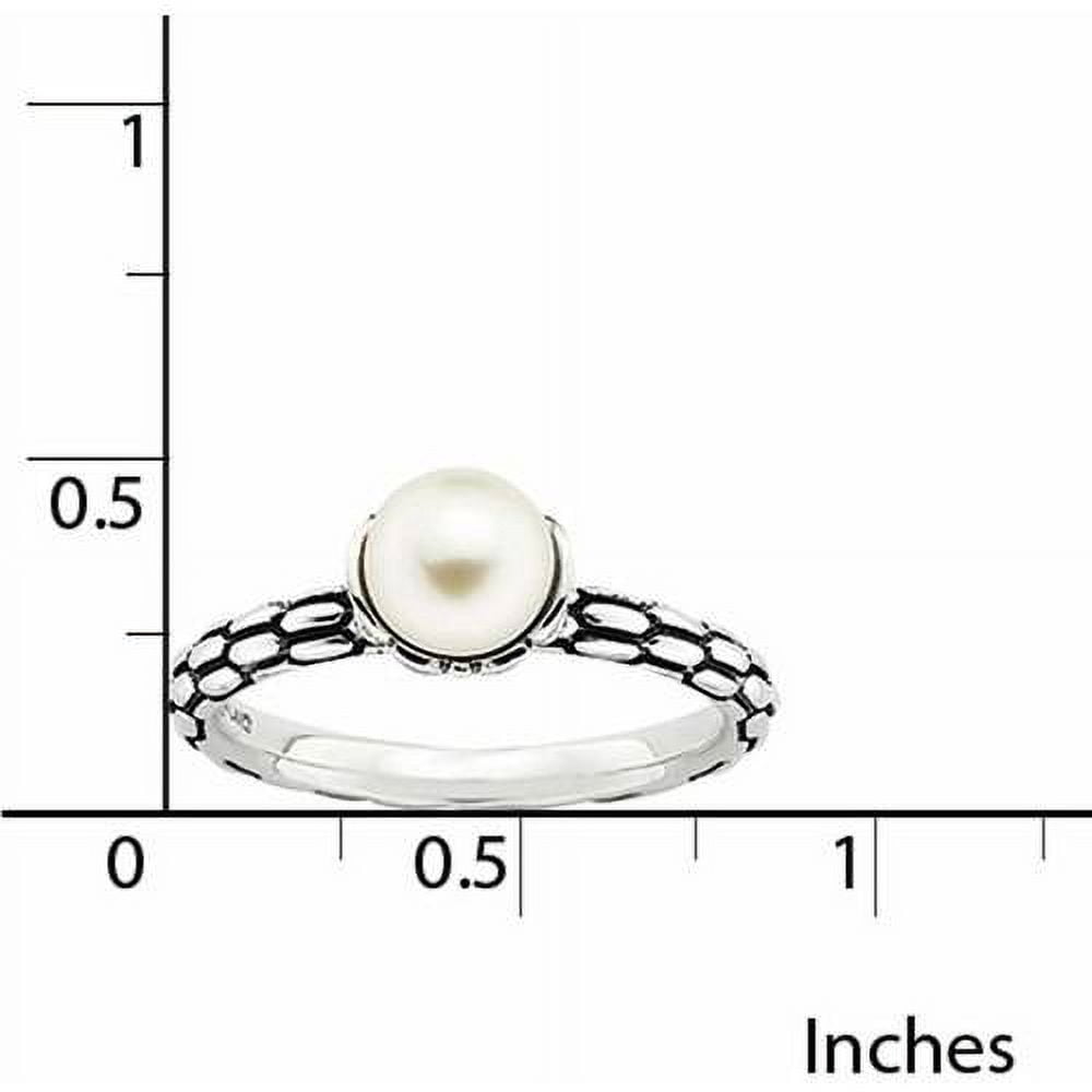 Stackable Expressions Sterling Silver Patterned White Fresh Water Cultured Pearl Ring