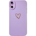 thumbnail image 5 of for iPhone Xs Max Case(2018 6.5"), Cute Bling Side Back Plated Love Heart with Full Lens Camera Cover Protection Soft Shockproof Anti-Fall Phone Case for iPhone Xs Max 6.5" 2018 - Brown, 5 of 6