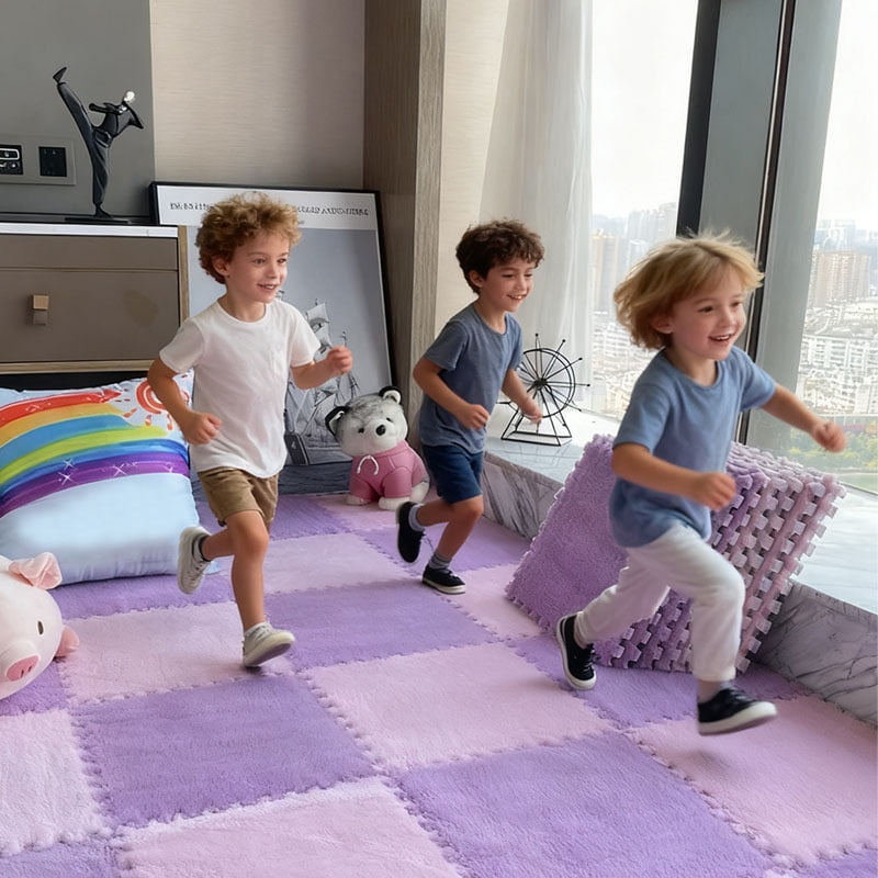20Piece Carpet Squares Puzzle Mat 11.8" x 11.8" Plush Interlocking Carpet Tiles, Foam Floor Tiles for Baby Play Mat - Kids Soft Play Mats Anti Slip Jigsaw Flooring Playmat Playroom Rug