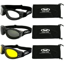 Global Vision Eliminator Goggles Motorcycle Padded Airsoft Cycling Dust Storm Burning Man 3 Pair Clear Smoke & Yellow