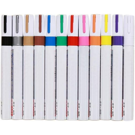 Oil Based Paint Marker Pens, Premium Paint Marker Pens - Assorted 12 Colors Craft Marker Pens for Glass Painting, Ceramic Mugs, Porcelain, Metal, Wood and Fabrics