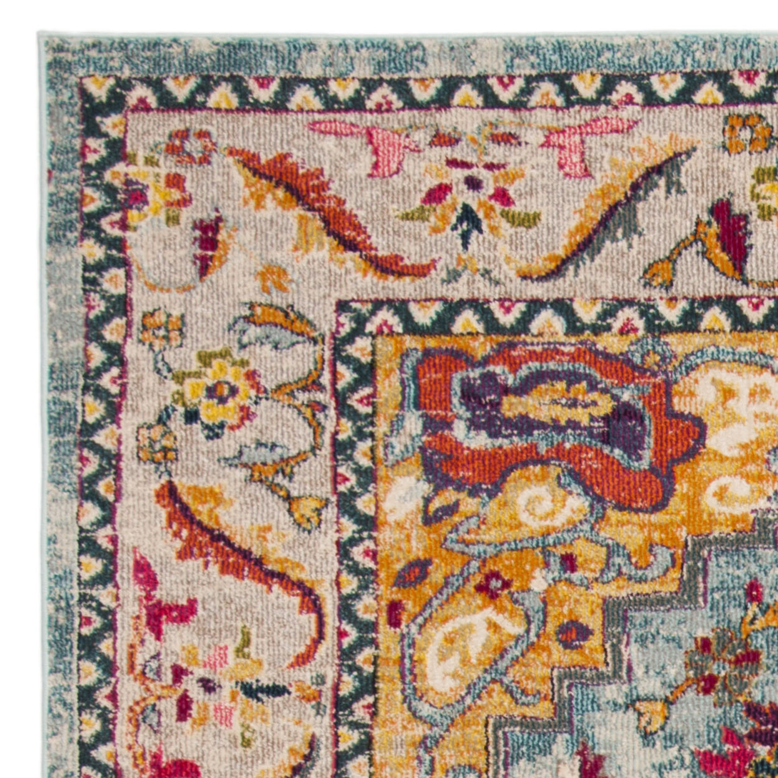 SAFAVIEH Phoenix Brooklyn Border Area Rug, Turquoise/Beige, 8' x 10'
