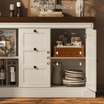 thumbnail image 4 of 48 Inches Buffet Cabinet with Storage, 34" Tall Farmhouse Sideboard Buffet with 3 Drawers and 2 Doors, Rustic Wood Coffee Bar Cabinet with Adjustable Shelves,Credenza for Kitchen,Living Room, White, 4 of 7