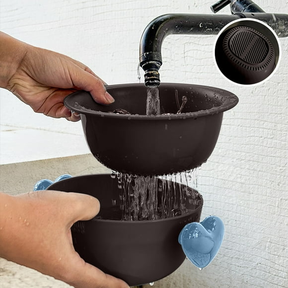 Cesta para drenar platos de fruta doble gruesa, segura para lavavajillas, para hogar, apta para alta temperatura, resistente, fácil de limpiar, para cocina, para comedor, de acero