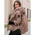 thumbnail image 4 of Chaquetas Acolchadas con Capucha para Mujer, de Larga, Cálidas y Acolchadas. Marrón L, 4 of 5