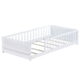 thumbnail image 6 of Miniyam Wood Twin Size Floor Bed with Built-in Book Storage Rack for Toddler, White, 6 of 7