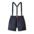 thumbnail image 6 of Suealasg 2Pcs Little Boy Gentleman Suits Outfit Short Sleeves Button T-Shirt with Bow Tie and Suspender Shorts Set 1T 2T 3T 4T 5T 6T Toddler Kids Boys Summer Formal Wear Clothes, 6 of 9