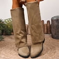 thumbnail image 2 of Shadoumai Women Slouchy Knee High Boots Casual Round Toe Pull On Riding Biker Boots Fold Over Chunky Low Heel Platform Boot, 2 of 9