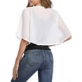 thumbnail image 4 of Hanerdun Womens Chiffon Cropped Cardigan 3/4 Sleeve Casual Open Front Shrugs Sheer for Evening Dresses XL, 4 of 5