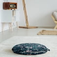 thumbnail image 3 of Romantic Round Floor Cushion with Handle, Summer is Here Message with Blossoming Pomegranate Fruits Tree, Decorative Pillow for Living Room & Dorms, 18" Round, Pale Pink Dark Petrol Blue, by Ambesonne, 3 of 4