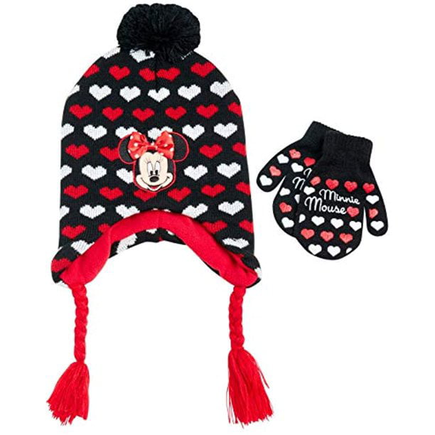 Official Girls Kids Disney Minnie Mouse Winter Hat And Scarf Sets 1-5 Years 
