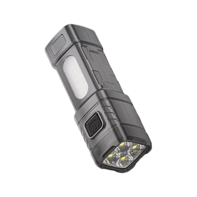 Wzzjkit Four LED COB Flashlight Wide Beam Side Light Outdoor High Brightness Fixed Focus Four Mode Adjustable ABS High Power Torch
