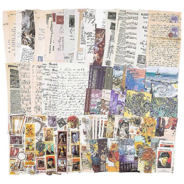 Vintage Scrapbook Supplies Pack (200 Pcs) for Art Journaling Junk Journal Planners DIY Paper Sticker