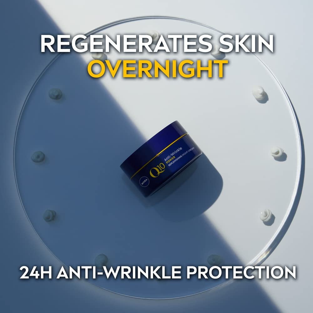 NIVEA Q10 Power Anti-Wrinkle Firming Night Cream (50 ml), Anti Ageing Cream Creatine and Q10, Nightly Moisturiser for Women, Reduce Appearance of Wrinkles