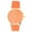 Orange, variant on Simple and Streamlined, Diamond Teardrop at 12 o'clock - Elegant Women's Round Dial Rubber Band Sleek Designer Wrist Watch - ST10458 Gld - Red