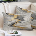 thumbnail image 3 of Grey Ombre Marble Pillow Covers 20x30 Inch Queen Size, Golden Gray Marble Crack Abstract Art Decorative Pillowcase with Zipper, Microfiber Breathable Pillowcases for Sofa Bed Living Room, 3 of 9