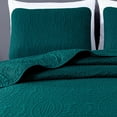 thumbnail image 3 of Chezmoi Collection Austin King Oversized Bedspread Set, 3-Piece Lightweight Microfiber Quilted Coverlet for All Seasons, Teal, 3 of 9