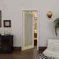 thumbnail image 2 of 28" X 96" Interior Frosted Glass Door Slab Pine Solid Wood Pantry Standard Door For Sliding Closet Door, 2 of 7