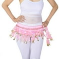 thumbnail image 3 of Multi Color Chiffon Belly Dance Hip Wrap Scarf Coin Sequin Waistband Skirt, 3 of 9