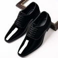 thumbnail image 4 of Miluxas Men's Vintage High Gloss Dress Shoes Patent Leather Suede Oxford formal Business Suit Tuxedo Shoes Black 11(48), 4 of 9