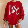 thumbnail image 2 of Oversized T Shirts Shirts for Women Casual Letter Printing Long Sleeve Shirts for Women Pullover Round Neck Fashion T Shirts for Women Weekly-Deals（Red,2XL）, 2 of 4